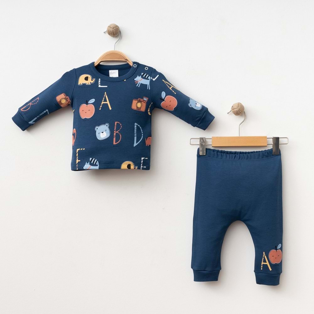 ALFABE DESENLİ 2 Lİ TAKIM % 100 PAMUK