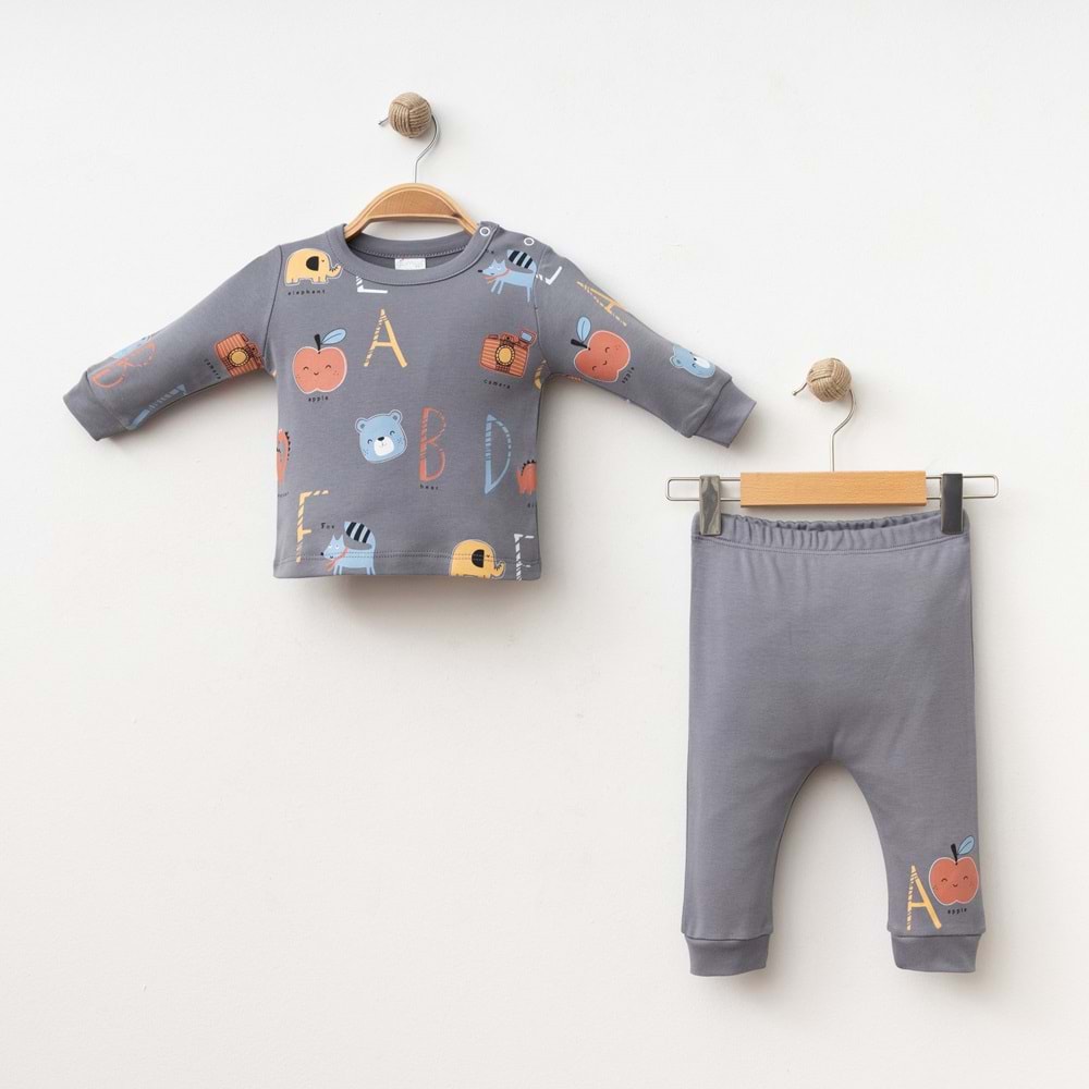 ALFABE DESENLİ 2 Lİ TAKIM % 100 PAMUK