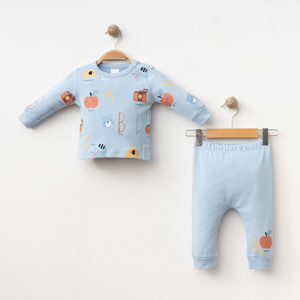 ALFABE DESENLİ 2 Lİ TAKIM % 100 PAMUK