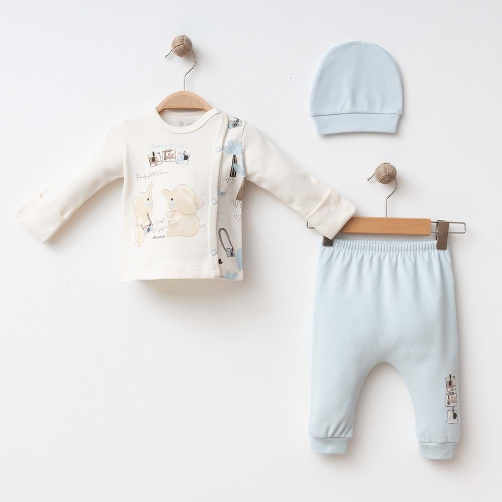 FİL DESENLİ 3 LÜ SET %100 PAMUK