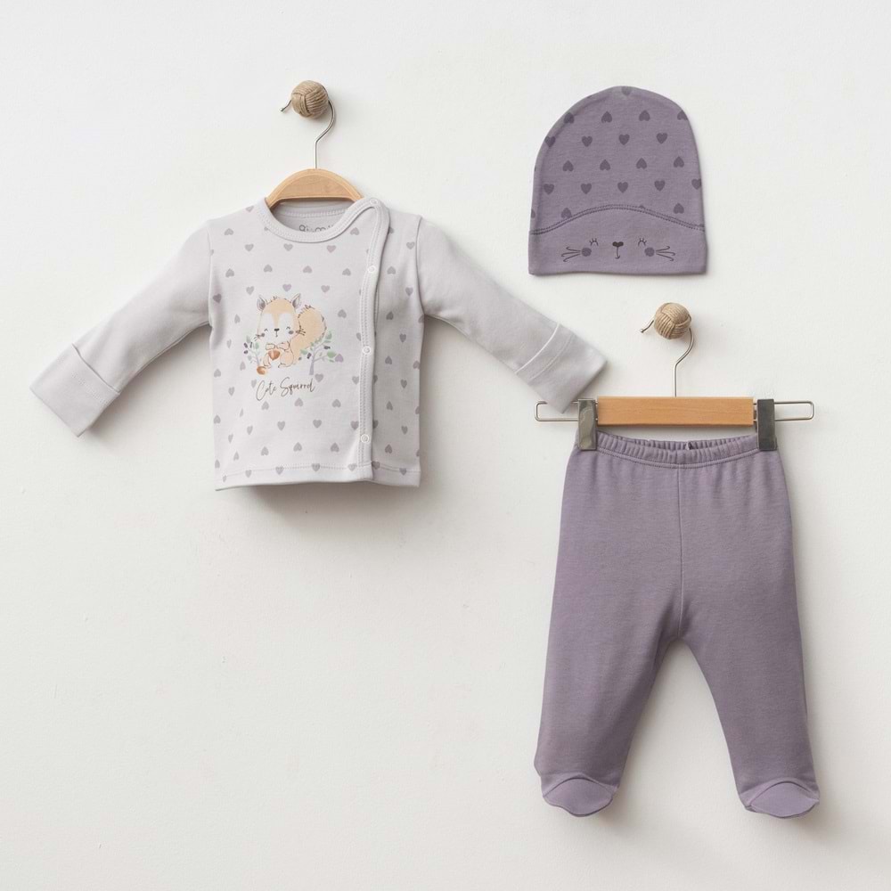 KALPLİ SİNCAP DESENLİ 3 LÜ SET % 100 PAMUK