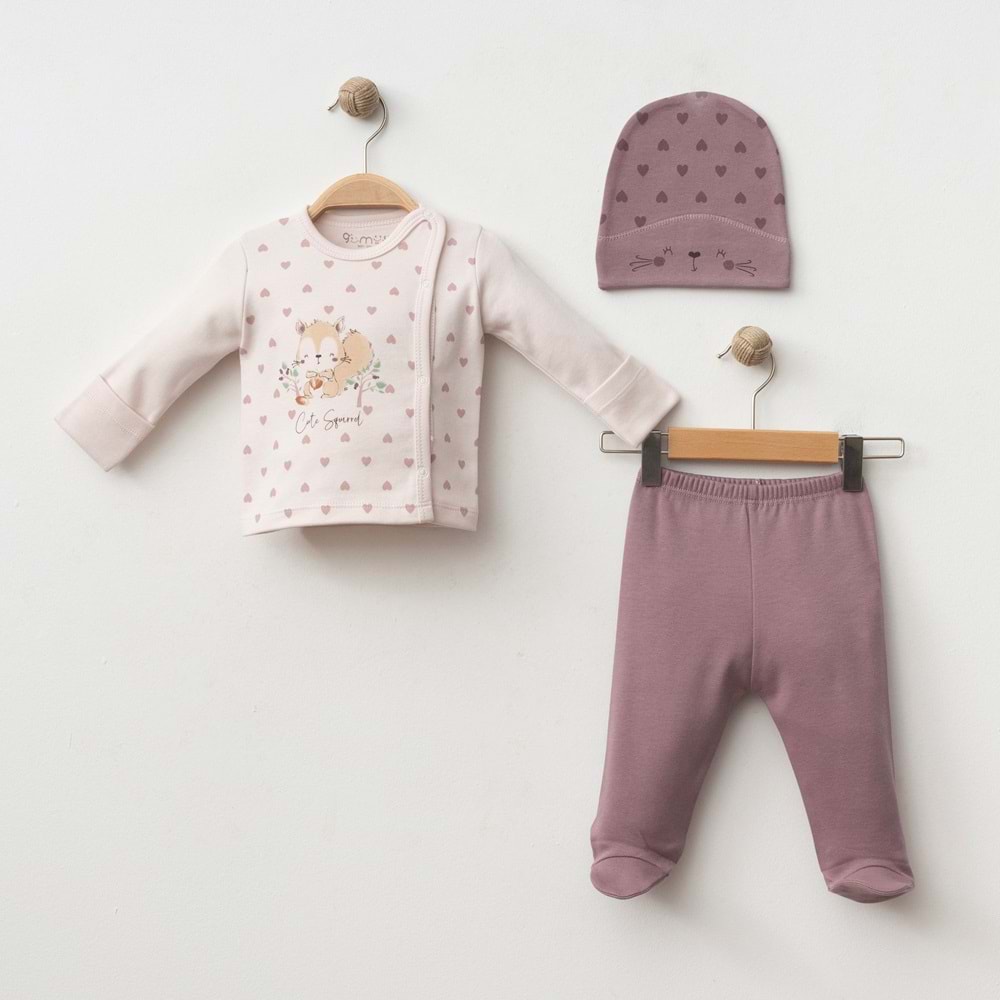 KALPLİ SİNCAP DESENLİ 3 LÜ SET % 100 PAMUK