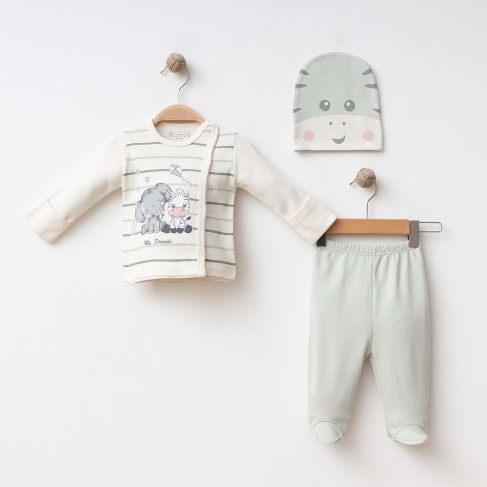 ÇİZGİLİ ZEBRA DESENLİ 3 LÜ SET % 100 PAMUK