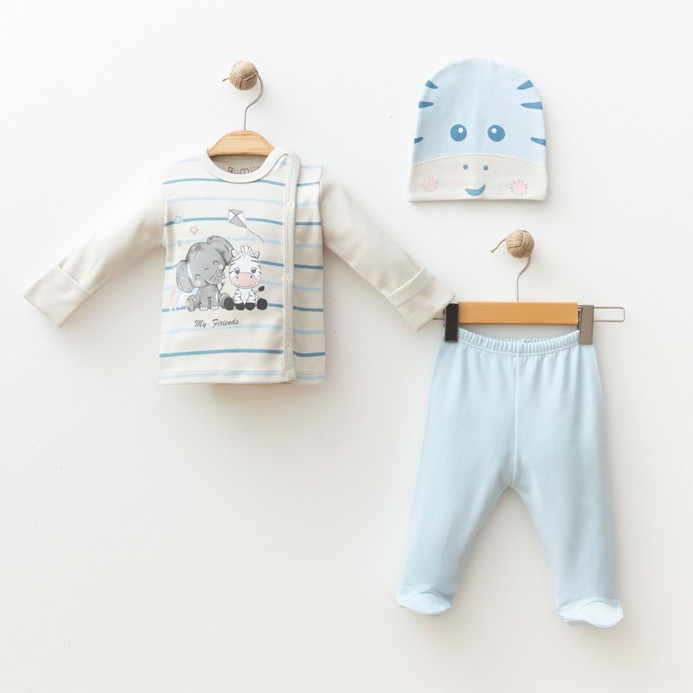 ÇİZGİLİ ZEBRA DESENLİ 3 LÜ SET % 100 PAMUK