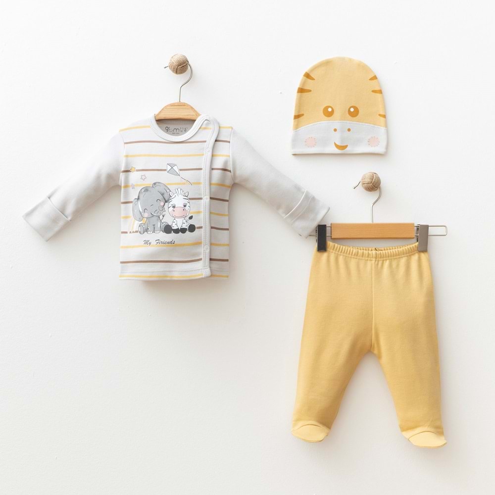 ÇİZGİLİ ZEBRA DESENLİ 3 LÜ SET % 100 PAMUK