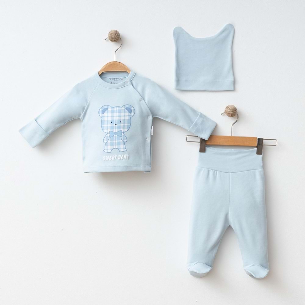 SWEET BEAR KABARTMALI 3 LÜ SET % 100 PAMUK