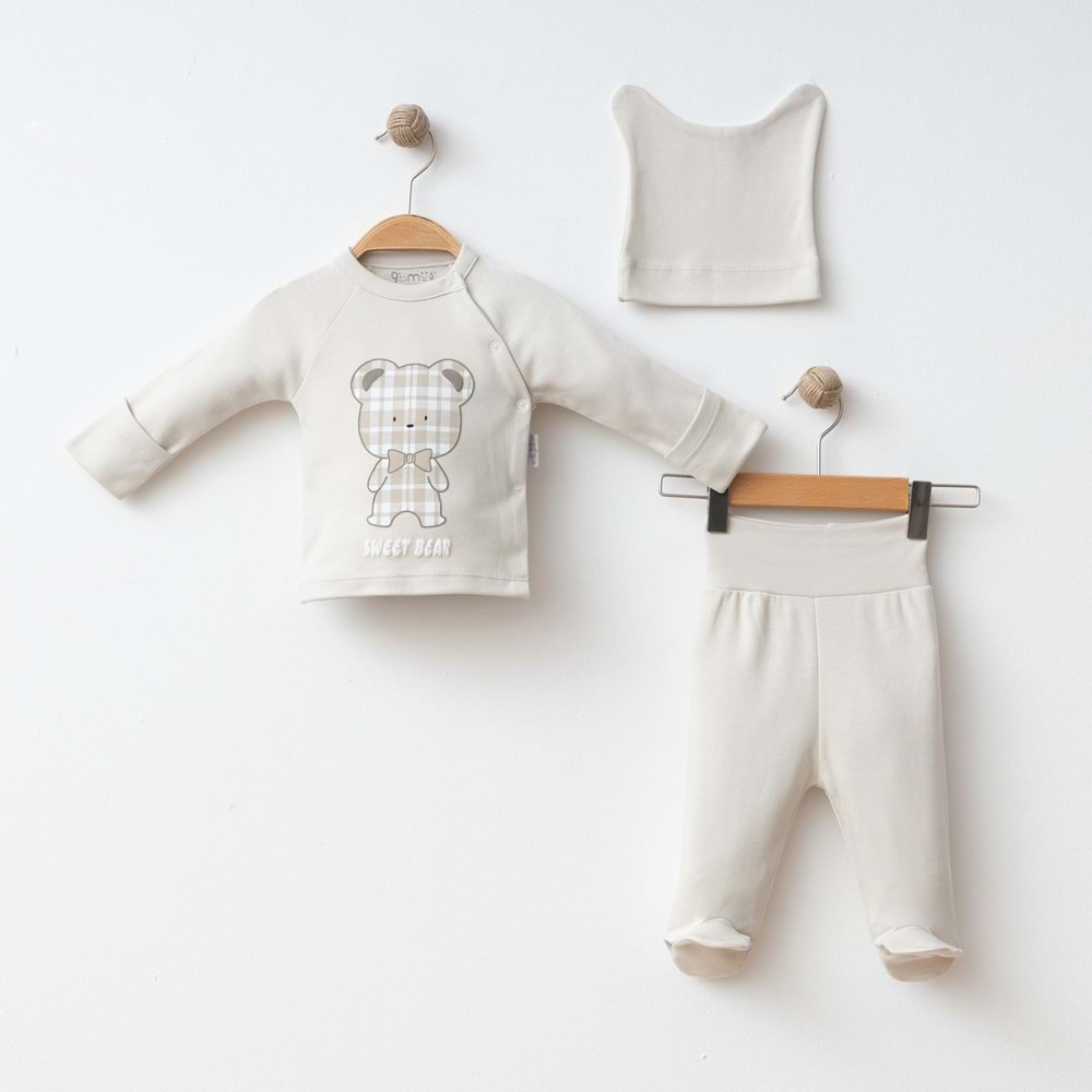 SWEET BEAR KABARTMALI 3 LÜ SET % 100 PAMUK