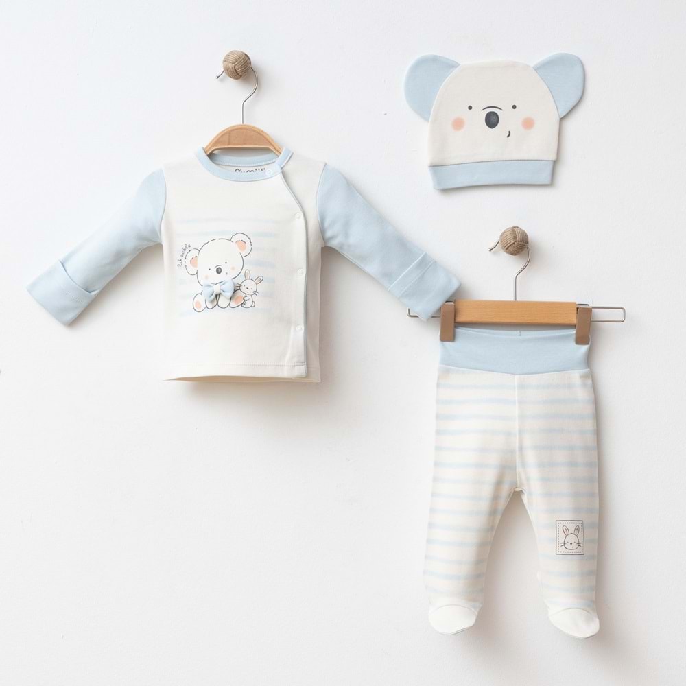 PAPYONLU KOALA DESENLİ 3 LÜ SET % 100 PAMUK