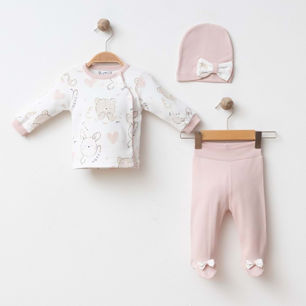 KALPLİ AYICIK KURDELELİ 3 LÜ SET % 100 PAMUK