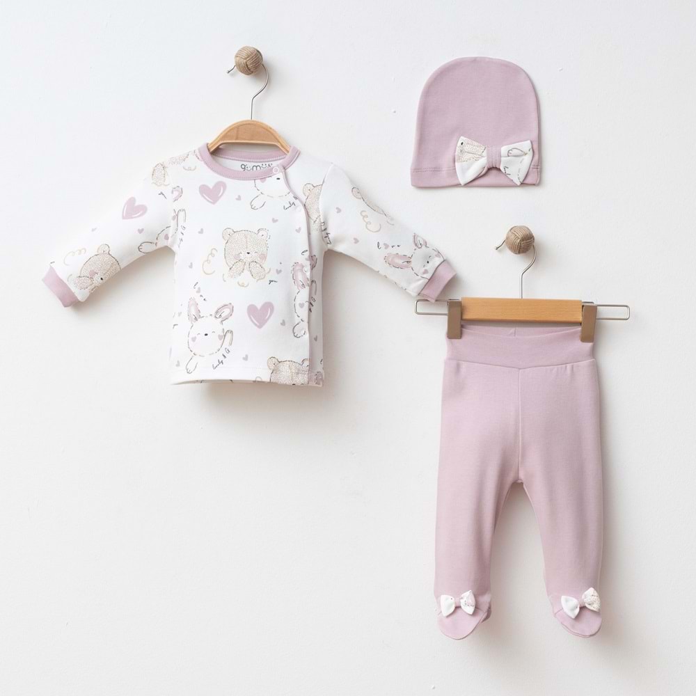 KALPLİ AYICIK KURDELELİ 3 LÜ SET % 100 PAMUK