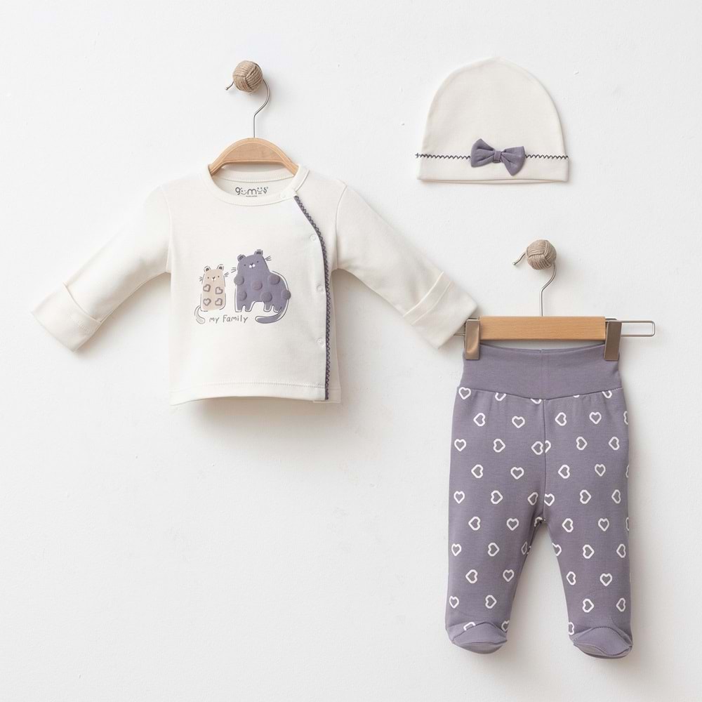 KALPLİ KEDİ AİLESİ 3 LÜ SET % 100 PAMUK