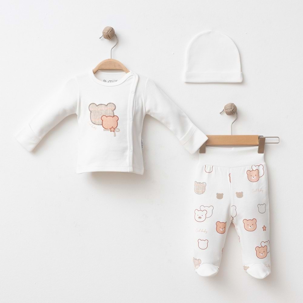 COOL BEAR AYICIK DESENLİ 3 LÜ SET % 100 PAMUK