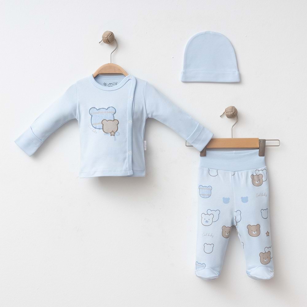 COOL BEAR AYICIK DESENLİ 3 LÜ SET % 100 PAMUK