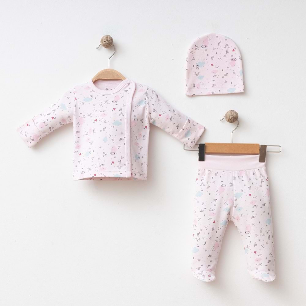 BULUT DESENLİ 3 LÜ SET % 100 PAMUK