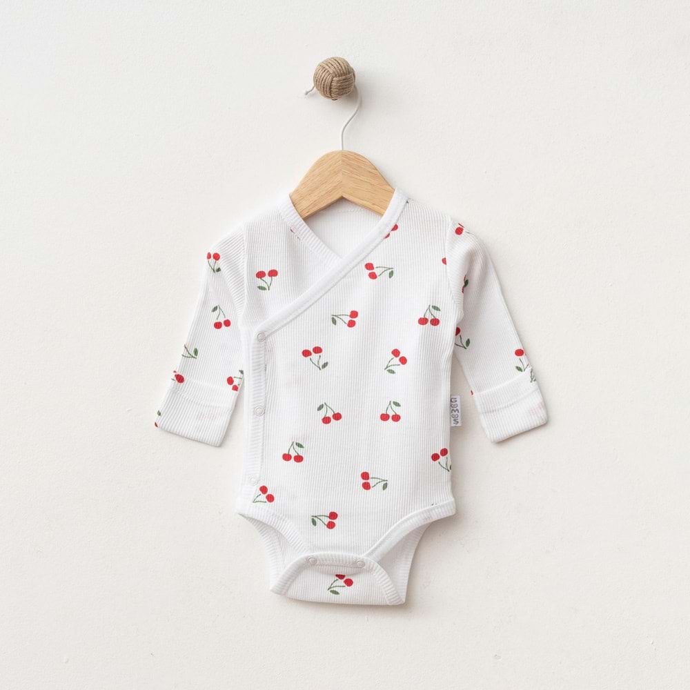 KİRAZ DESENLİ LİKRALI KRUVAZE BADİ % 100 PAMUK