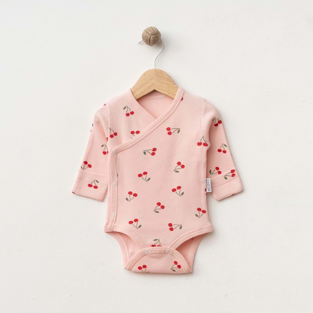 KİRAZ DESENLİ LİKRALI KRUVAZE BADİ % 100 PAMUK