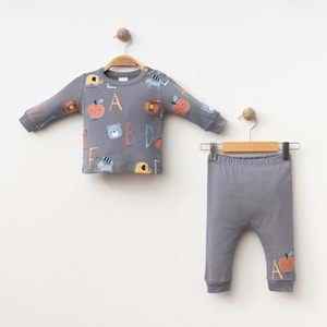 ALFABE DESENLİ 2 Lİ TAKIM % 100 PAMUK