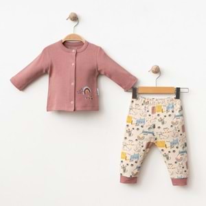 GÖKKUŞAĞI DESENLİ 2 Lİ TAKIM % 100 PAMUK