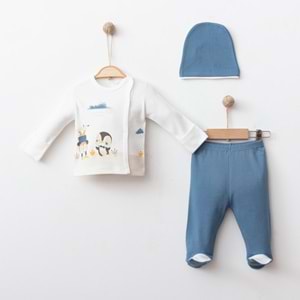 PENGUEN DESENLİ 3 LÜ SET % 100 PAMUK