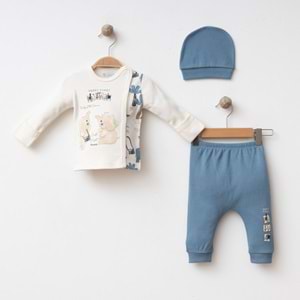 FİL DESENLİ 3 LÜ SET %100 PAMUK