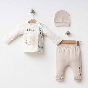 FİL DESENLİ 3 LÜ SET %100 PAMUK