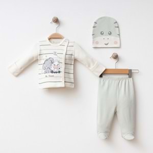 ÇİZGİLİ ZEBRA DESENLİ 3 LÜ SET % 100 PAMUK