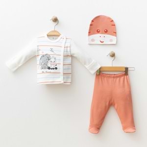 ÇİZGİLİ ZEBRA DESENLİ 3 LÜ SET % 100 PAMUK