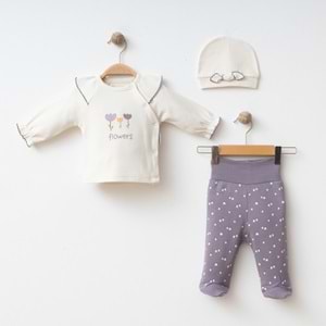 OYALI FIRFIRLI LALE DESENLİ 3 LÜ SET % 100 PAMUK