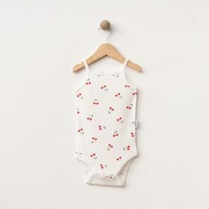 KİRAZ DESENLİ LİKRALI İP ASKI BADİ % 100 PAMUK