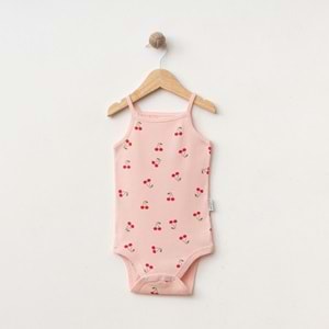 KİRAZ DESENLİ LİKRALI İP ASKI BADİ % 100 PAMUK