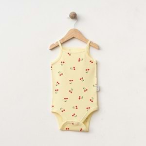 KİRAZ DESENLİ LİKRALI İP ASKI BADİ % 100 PAMUK