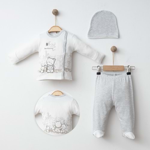 KÜÇÜK ŞEHİR DESENLİ 3 LÜ SET % 100 PAMUK