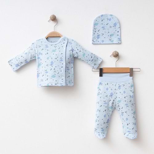 BULUT DESENLİ 3 LÜ SET % 100 PAMUK