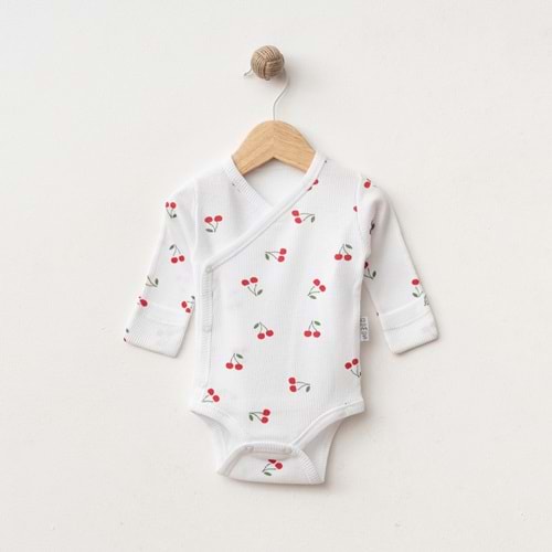 KİRAZ DESENLİ LİKRALI KRUVAZE BADİ % 100 PAMUK